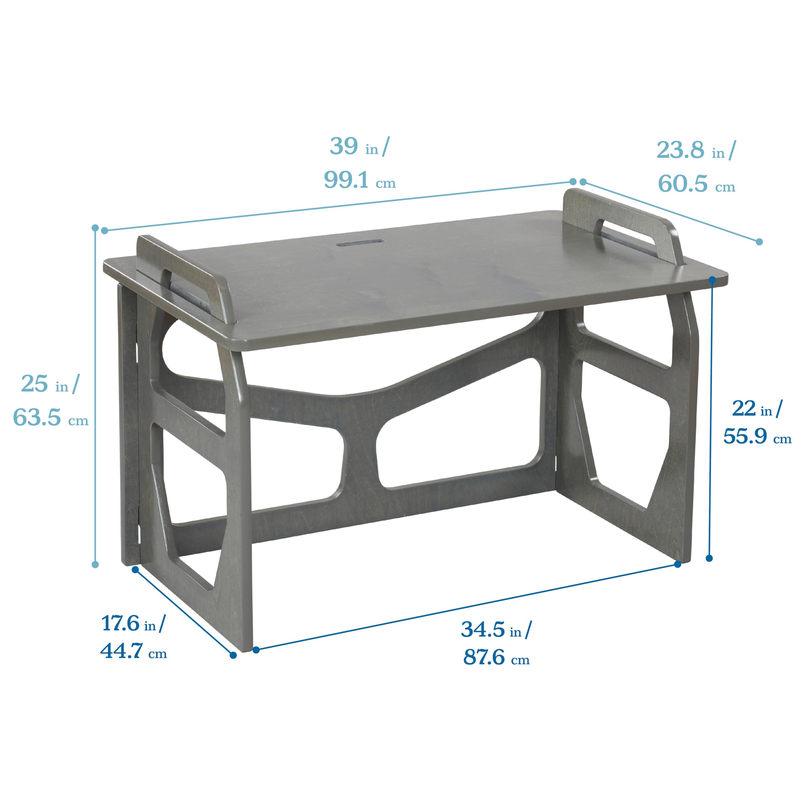 ECR4Kids StudyStation Desk - Adjustable Kids Furniture for Home & Classroom, Grey Wash - Perfect for Homework, Reading & Learning Activities