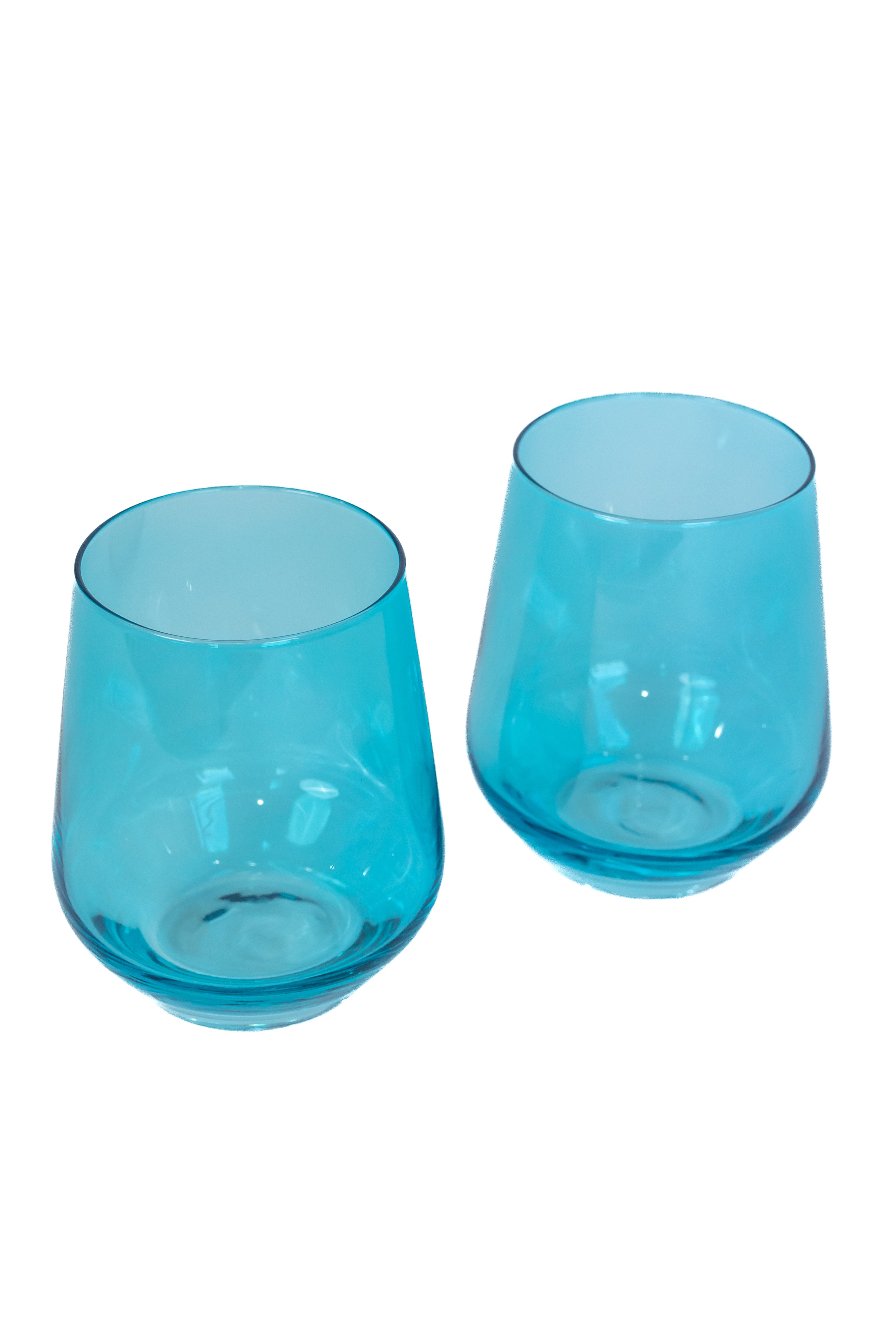 Estelle Colored Wine Stemless Glasses Set of 2 - Ocean Blue, Shatterproof & Dishwasher Safe Stemless Wine Cups for Indoor/Outdoor Entertaining, Parties, and Gifts