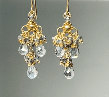 Stunning Mystic Topaz Chandelier Earrings in Gold - Elegant Statement Jewelry for Parties, Weddings & Special Occasions