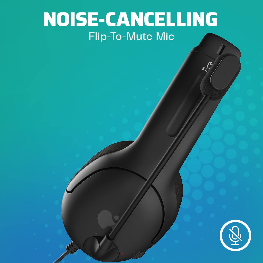 PDP Gaming LVL40 Stereo Headset with Microphone - Compatible with Nintendo Switch, PC, iPad, Mac & Laptops - Noise Cancelling Mic, Lightweight On-Ear Headphones with Soft Cushions & 3.5mm Jack (Black) - Perfect for Gaming, Online Classes & Remote Work