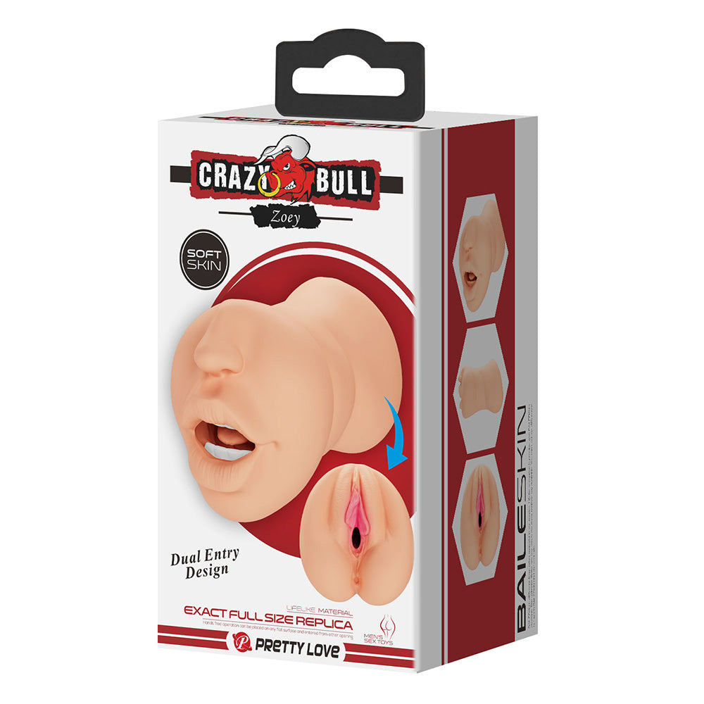 Crazy Bull Zoey Realistic Dual Entry Mouth & Vagina Masturbator - Lifelike Adult Toy for Men, Enhanced Pleasure Experience - Perfect for Solo Play & Couples Fun