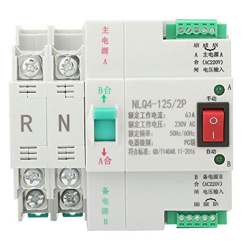 Automatic Transfer Switch 230V AC 2P 63A/80A/100A Dual Power ATS with Toggle - Reliable & Easy Operation for Home Backup Power & Emergency Generator Systems