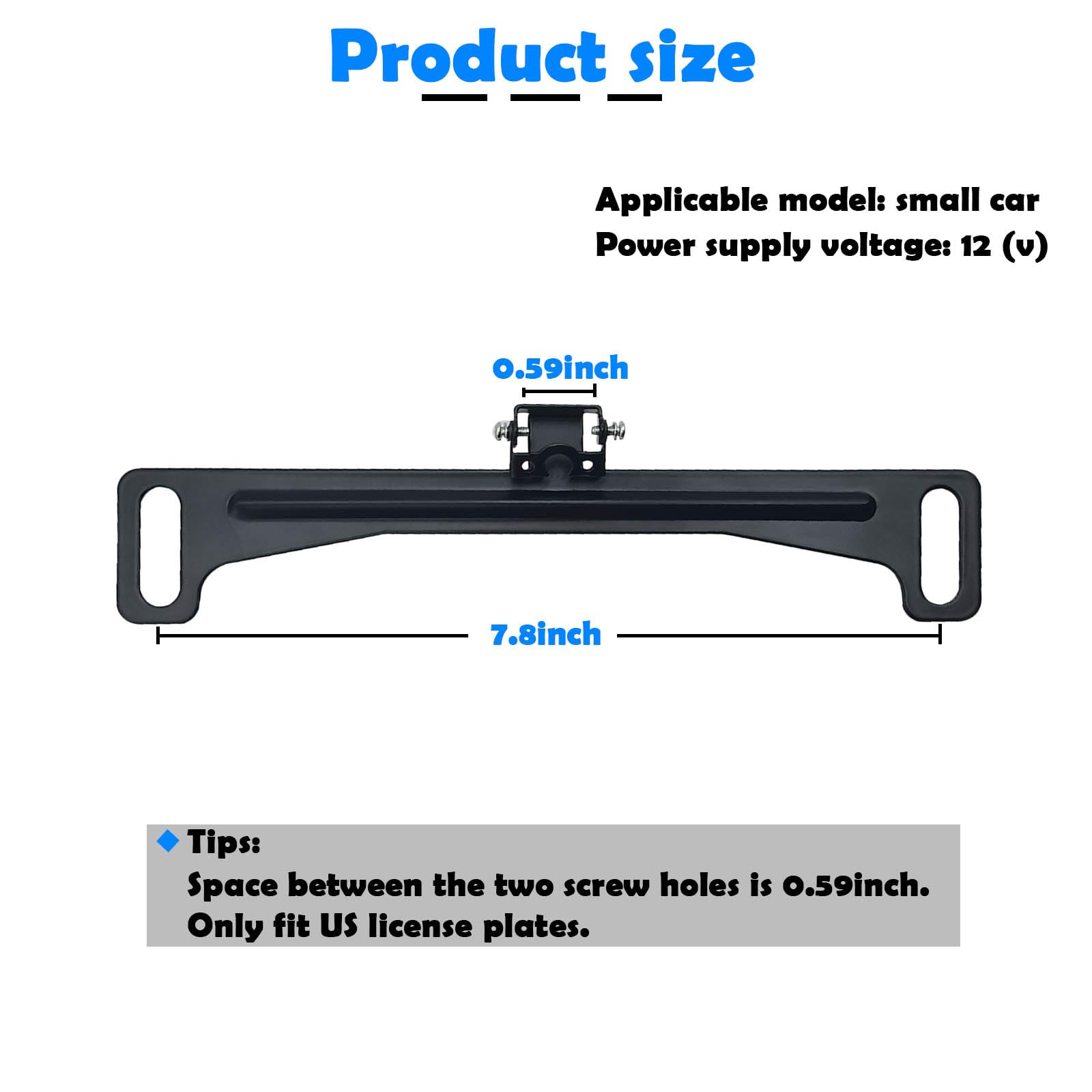 Universal Car Rear View Camera License Plate Bracket - Black Backup Camera Mount Kit for Dash Cam & Mirror Installation | Perfect for Parking Assistance & Safe Reversing
