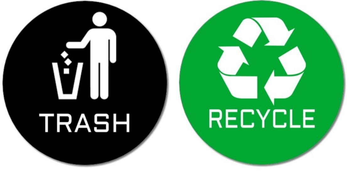 Premium Trash & Recycle Bin Labels - 2 Pack (4