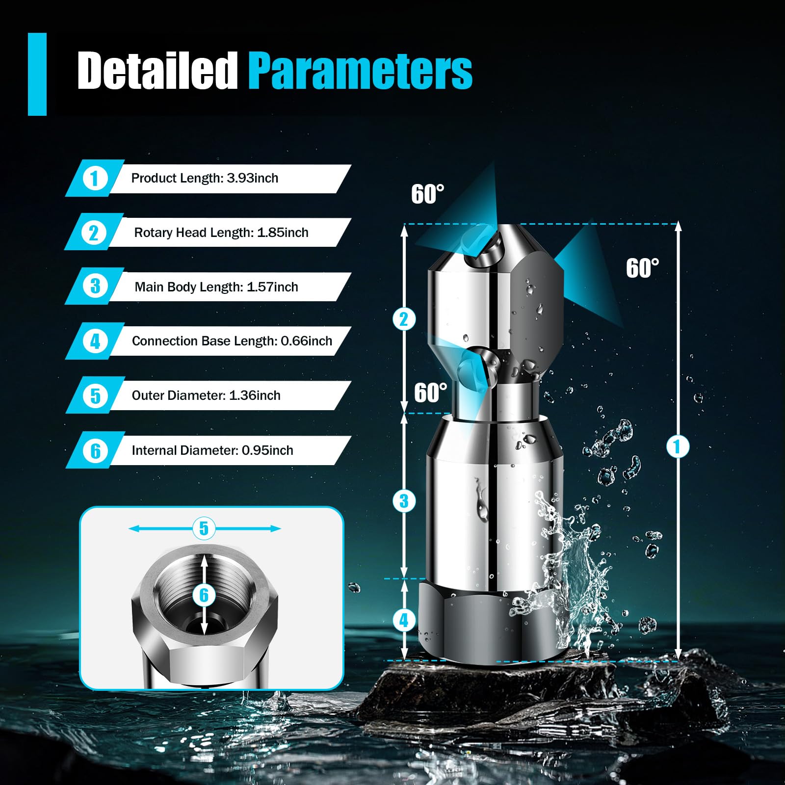 360 Degree Rotating Spray Nozzle with 3/4