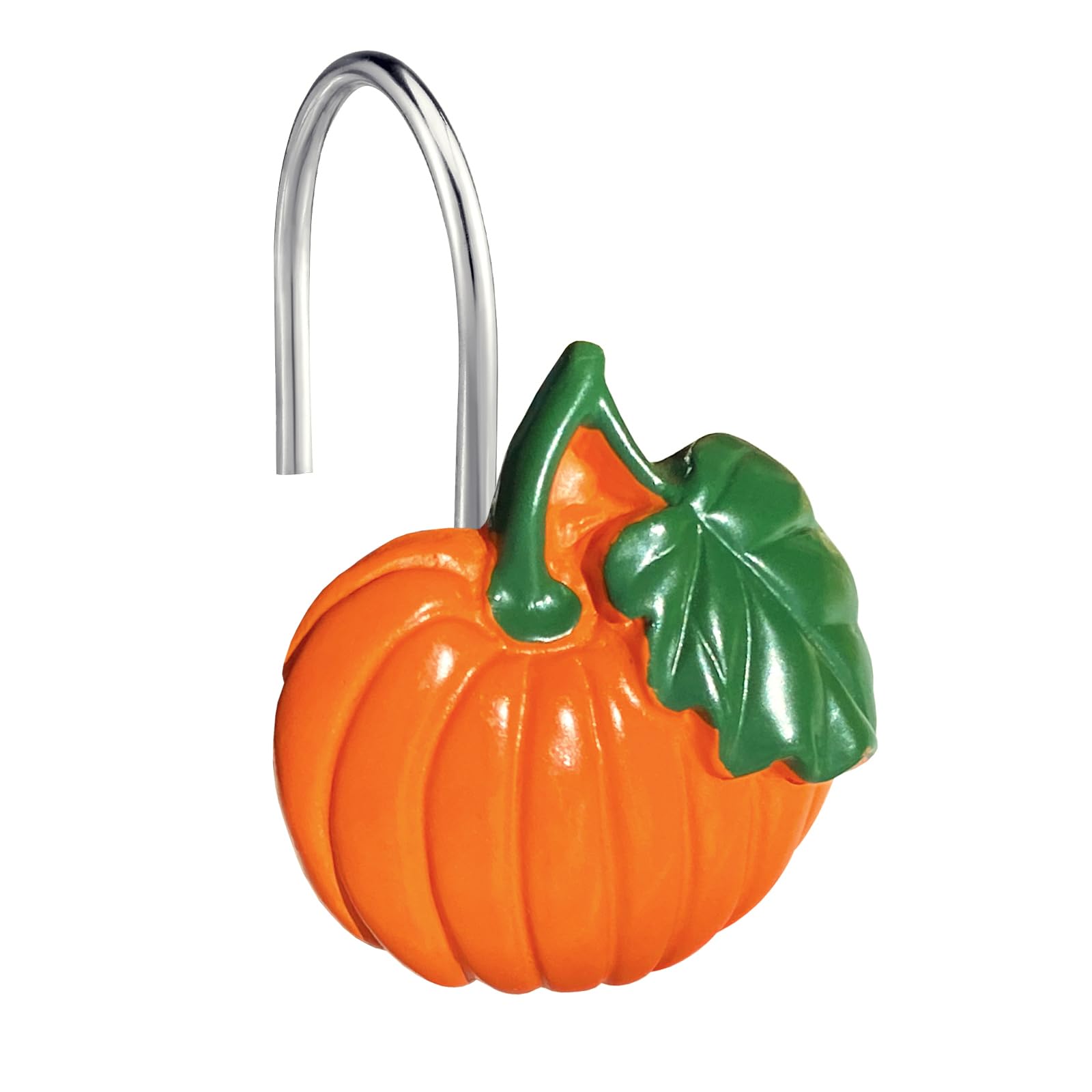 12Pcs Halloween Pumpkin Shower Curtain Hooks - Rustproof Thanksgiving & Fall Decor for Bathroom, Bedroom - Perfect for Autumn Home Decor & Holiday Party Setup