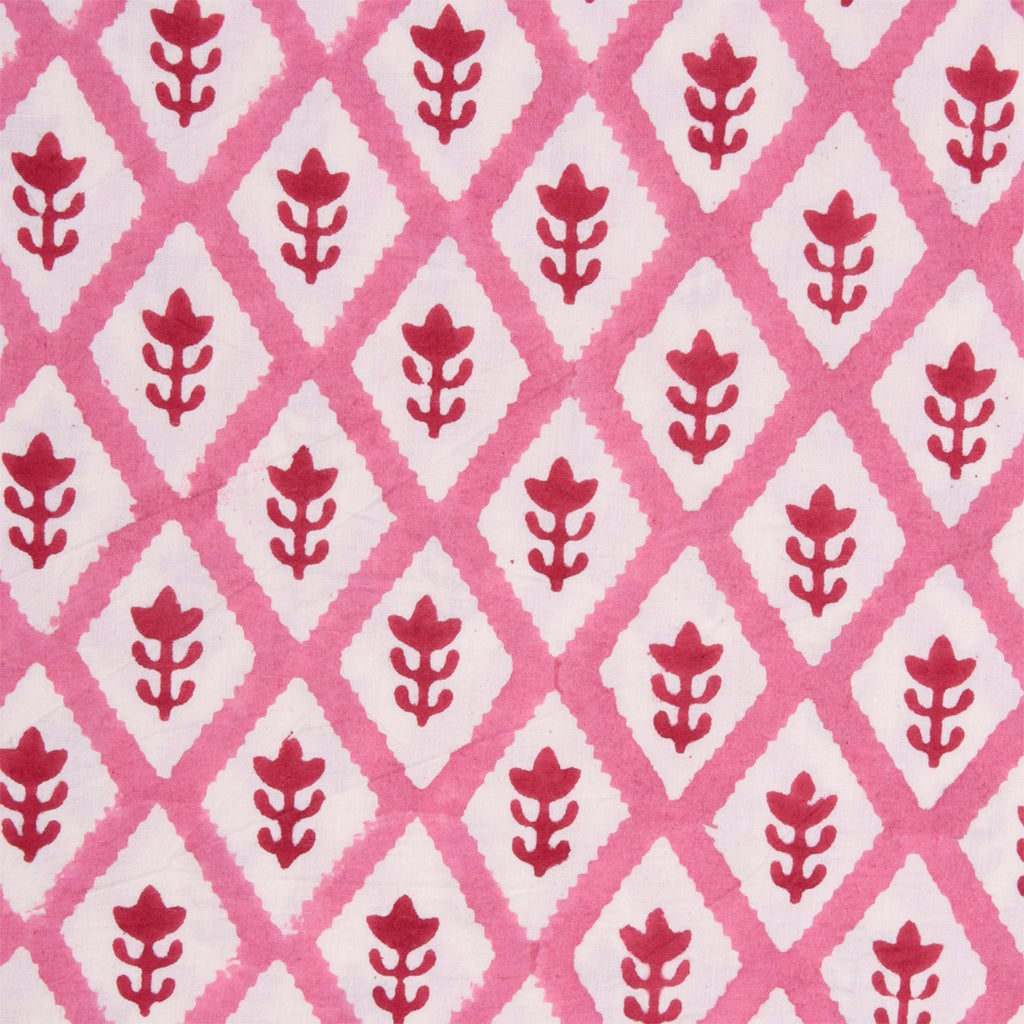 Buti Block Printed Cotton Fabric - Pink Sample for DIY Crafts, Home Decor & Fashion Accessories