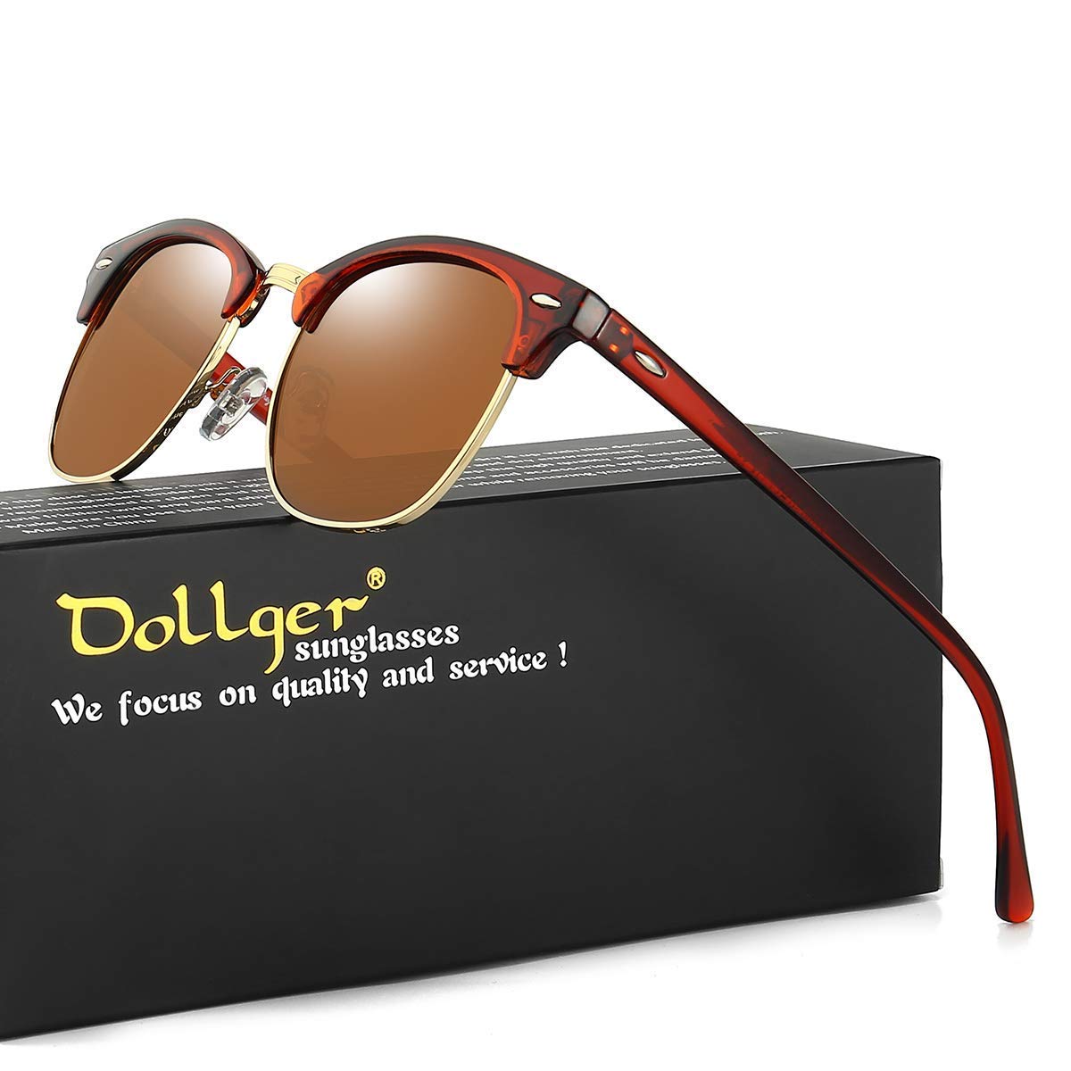 Polarized Browline Sunglasses for Men & Women - Classic Semi-Rimless Retro Frame with UV400 Protection - Perfect for Driving, Beach & Outdoor Activities