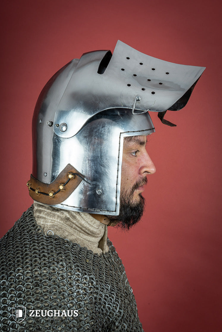 2mm Polished Full Visor Bascinet Helmet - Medieval Knight Armor for LARP, Cosplay & Historical Reenactment