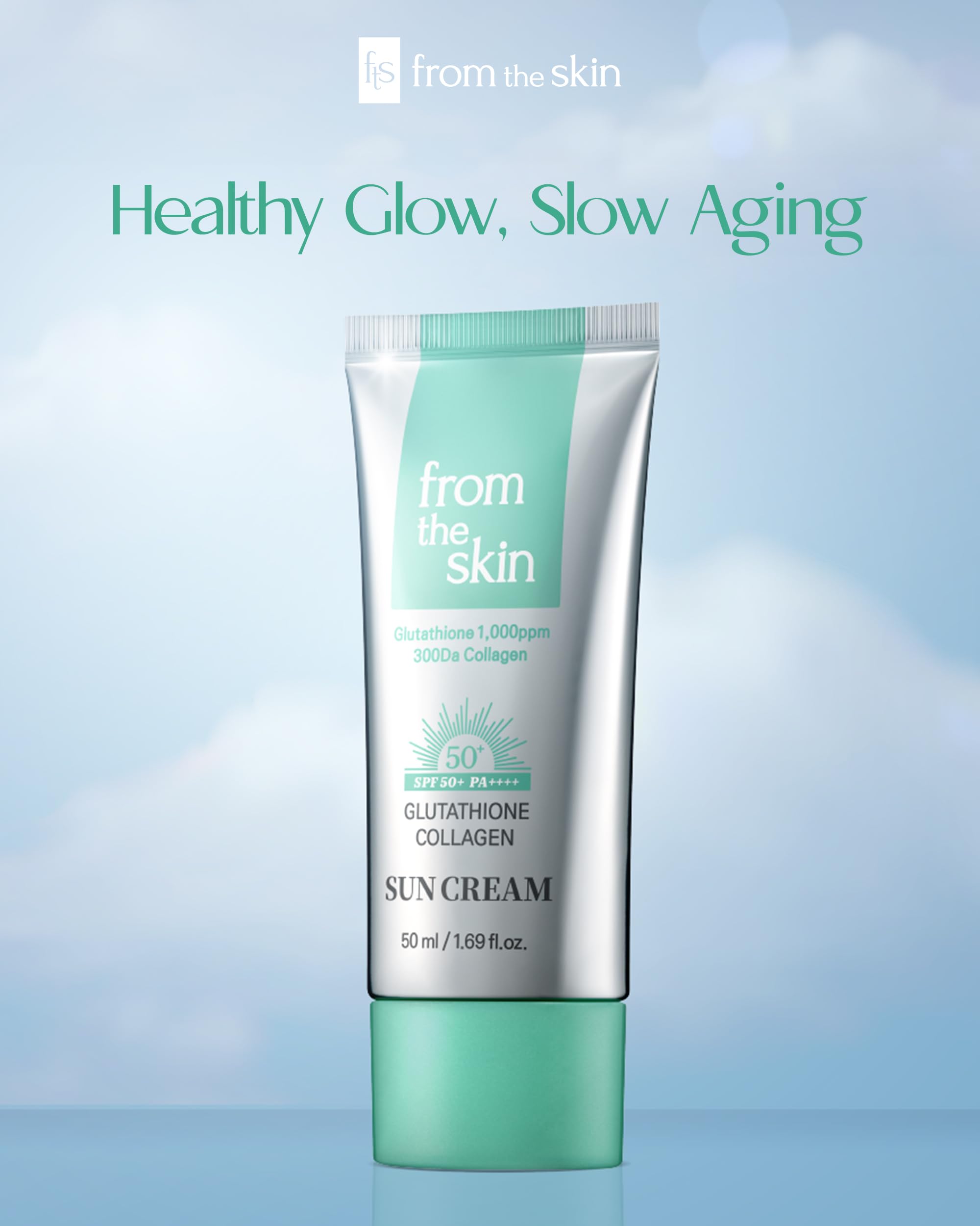 Glutathione Collagen Sun Cream SPF 50+ PA++++ - Hydrating Hypoallergenic Sunscreen Moisturizer for Radiant Skin & Wrinkle Care - Non-Greasy Silky Finish 1.69oz - Perfect for Daily Sun Protection & Anti-Aging Skincare Routine