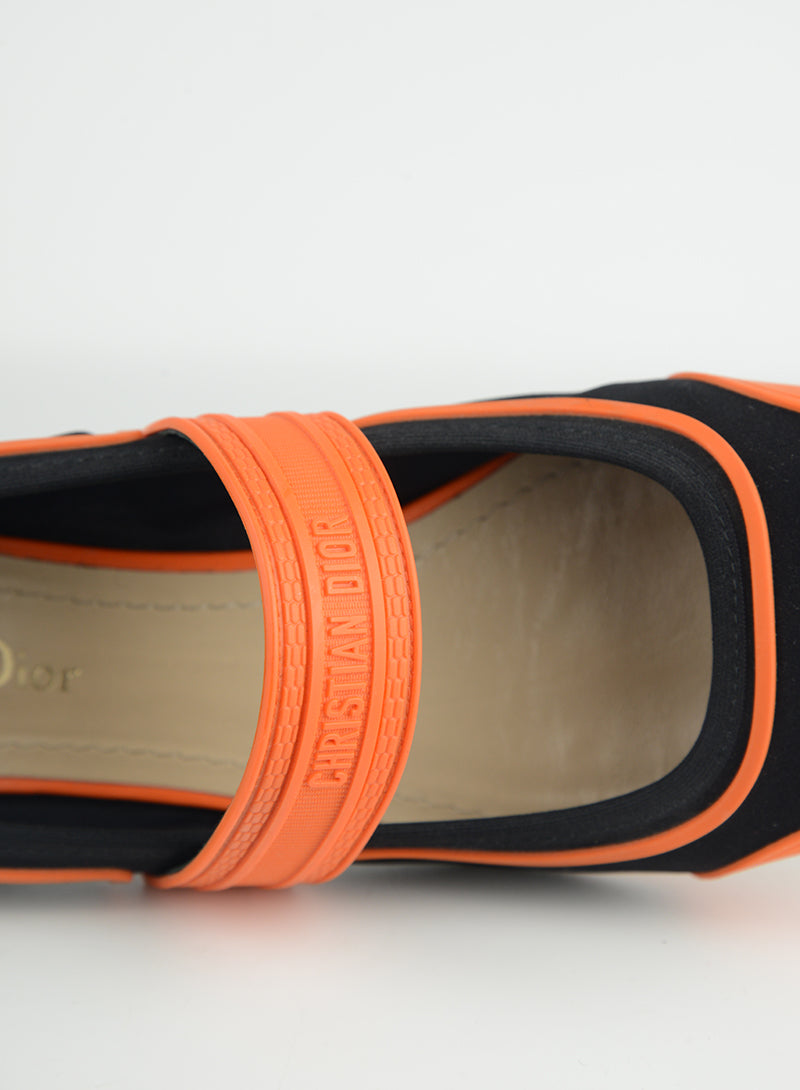 Dior Mary Jane Shoes Black & Orange - Size 38 | Elegant Women's Heels for Parties, Weddings & Formal Events