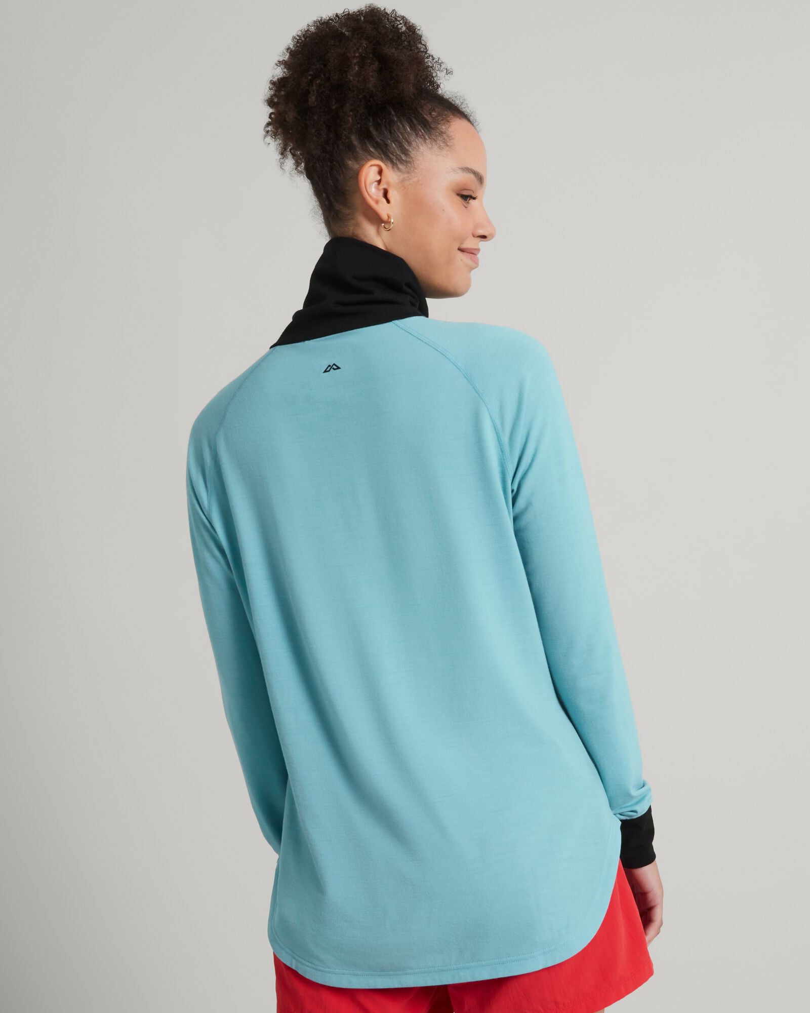 MerinoPRO Women's Quarter Zip Pullover Sweater - Lightweight Thermal Fleece Lined Top for Hiking, Yoga & Outdoor Activities (Waterfall/Black)
