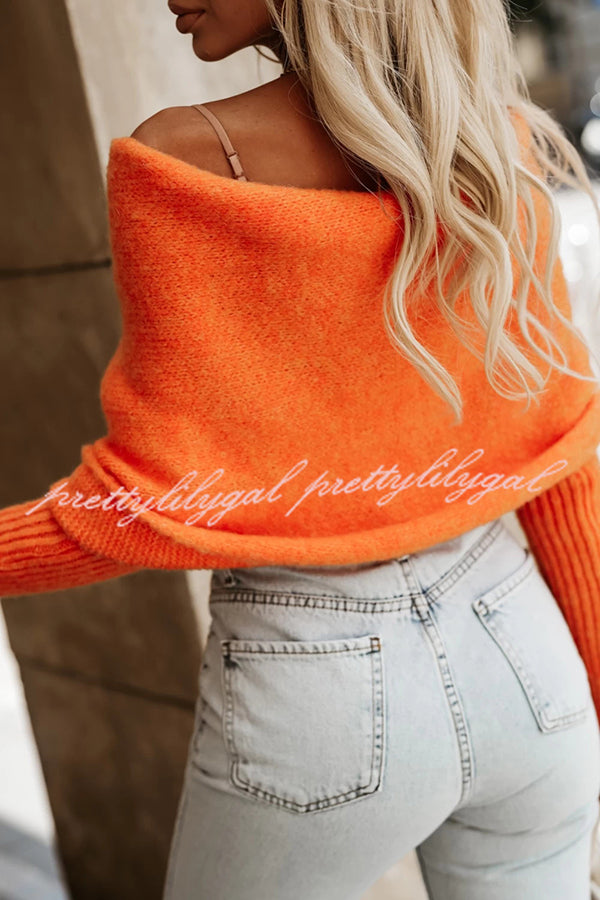 Cozy Two-Way Knit Off-Shoulder Relaxed Poncho Sweater - Perfect for Fall Layering & Casual Outings