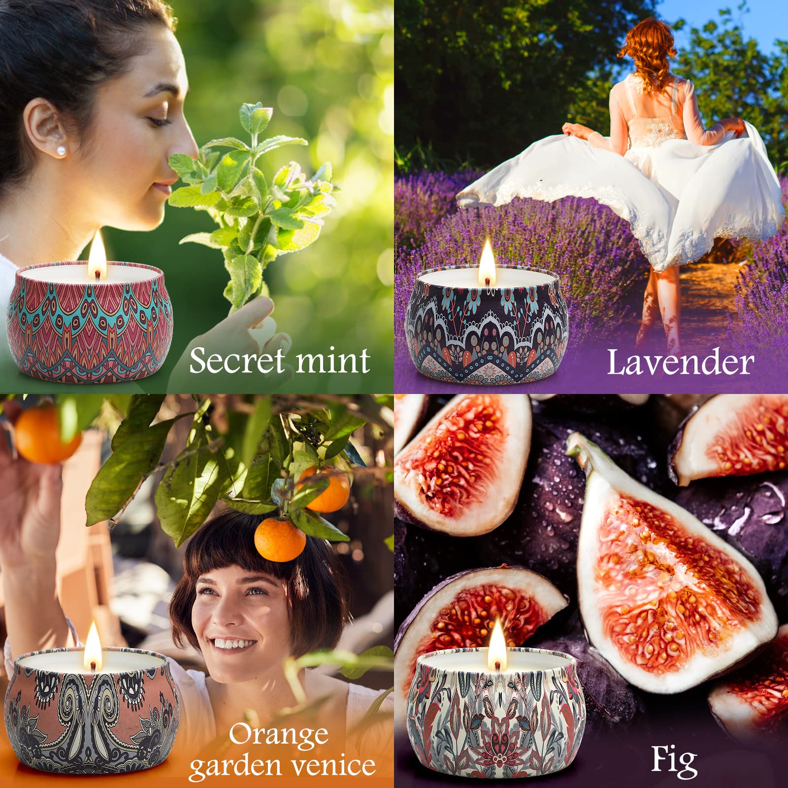Lavender Scented Candles Gift Set - 4 Pack Aromatherapy Candles with 8% Essential Oils for Stress Relief & Relaxation - Perfect Birthday, Anniversary Gifts for Women, Girlfriend, Mom & Teacher - Ideal for Home Spa, Yoga & Meditation Sessions