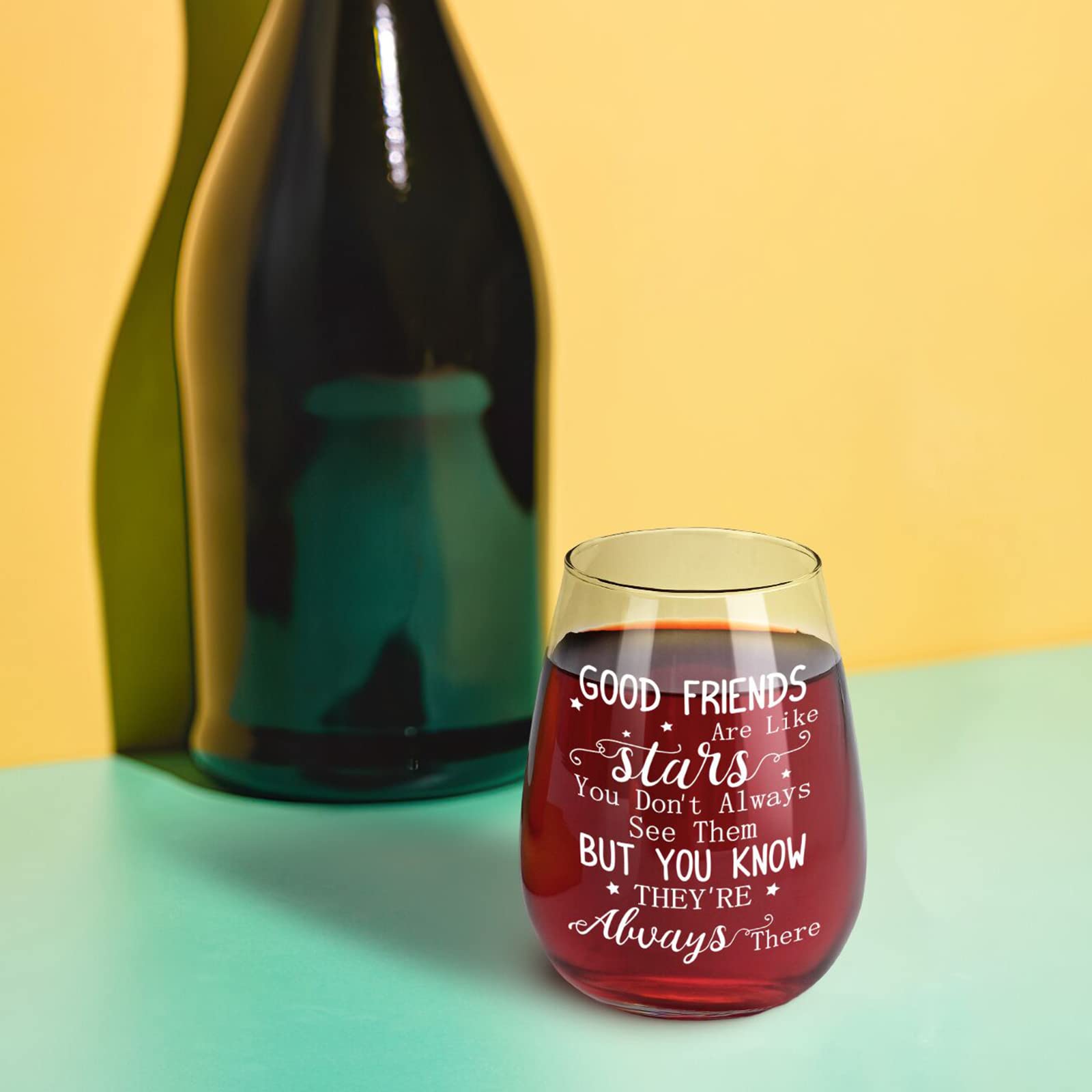 Joymaking 15 oz Stemless Wine Glass - Best Friend Birthday Gifts for Women, Friendship Gifts for Her, Christmas & Graduation Presents - Perfect for Wine Nights, Celebrations & Thoughtful Gifting
