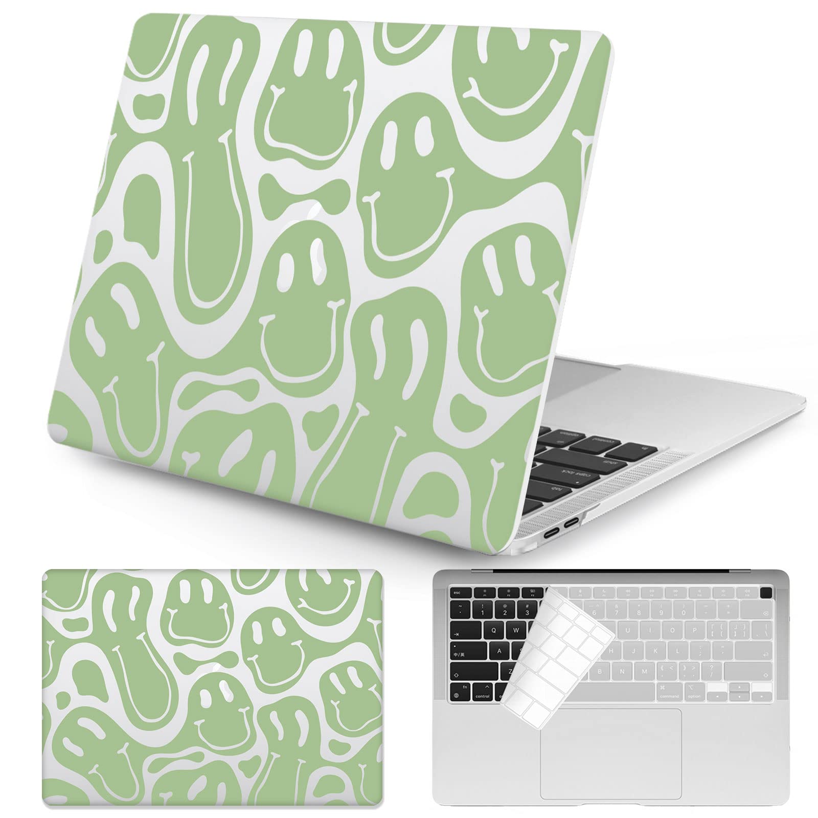 Retro 70's Smiley Pattern Laptop Case for MacBook Pro 13 inch (2020 2019 2018 M1 M2 A2338/A2251/A2289/A2159/A1989/A1706/A1708) - Compatible with Touch ID Models - Perfect for Work, School & Travel Protection