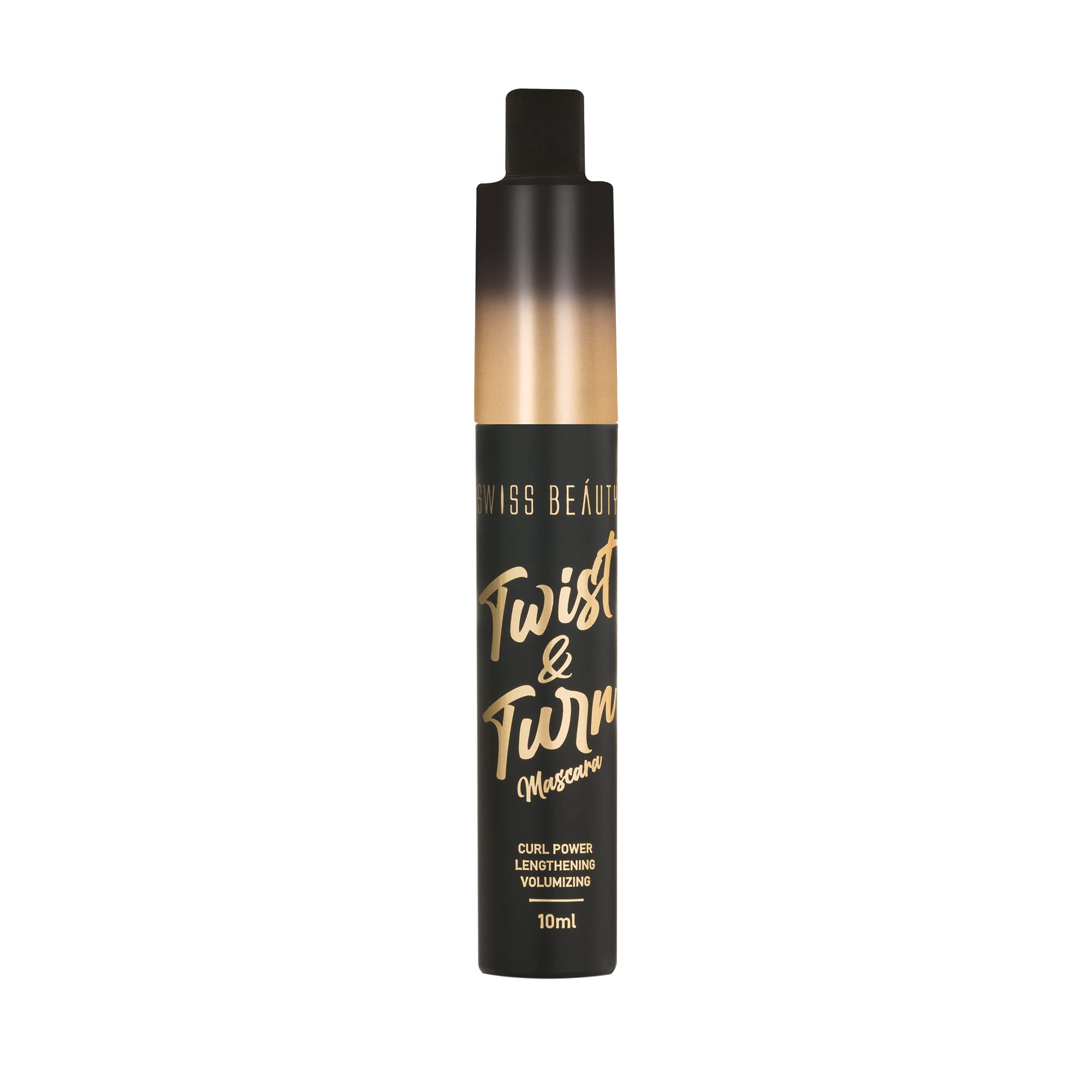 Swiss Beauty Twist and Turn Mascara - Waterproof & Smudge Proof Volumizing Mascara for Bold, Thick Lashes | Black Eye Makeup (10ml) | Perfect for Daily Wear, Parties & Special Occasions