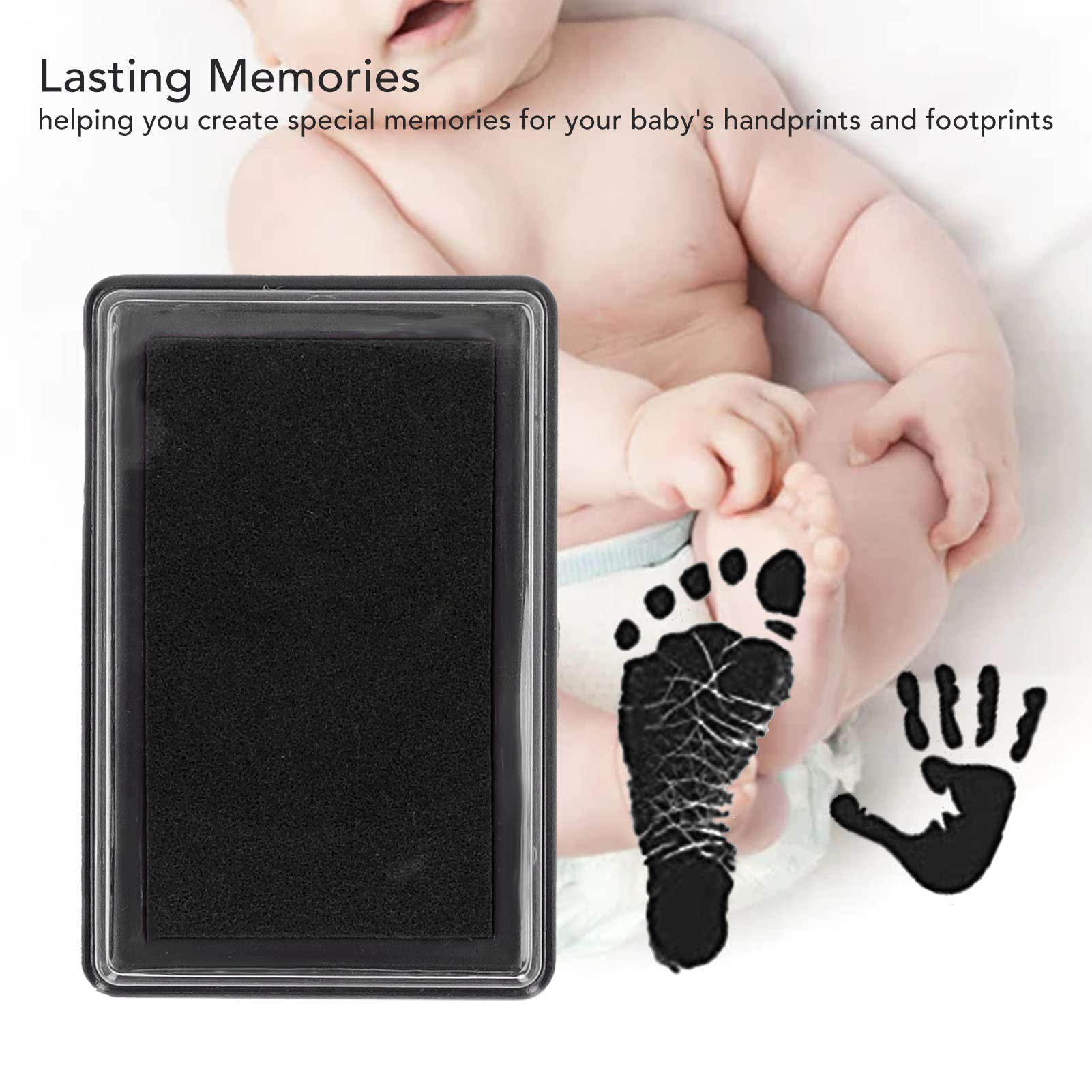 TOPINCN Baby Handprint & Footprint Ink Pad Kit - Non-Toxic Black Ink for Creating Lasting Keepsakes, Perfect for Baby Shower Gifts, Newborn Memories & First Year Milestones