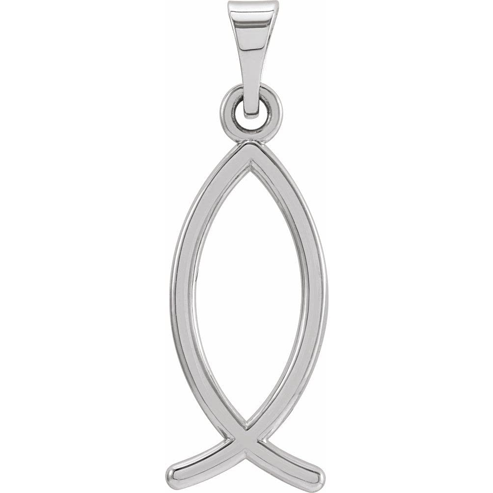 Bonyak 14k White Gold Ichthus Fish Pendant - 21x7.5mm Christian Jewelry for Women, Men - Perfect for Baptism, Confirmation & Everyday Faith Jewelry