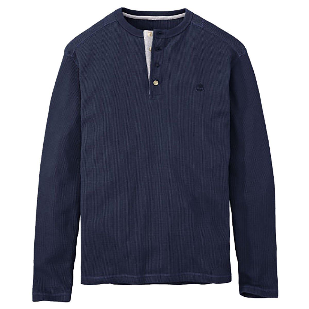 Timberland Men's Wharf River Waffle Henley Shirt - Dark Sapphire Blue Long Sleeve Casual Button Up Top for Outdoor Activities & Everyday Wear (Small)