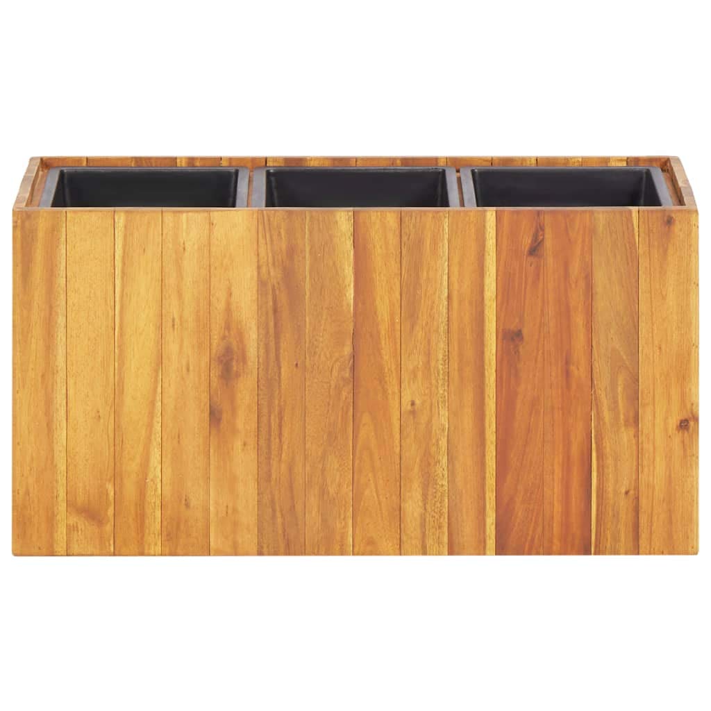 Premium Rectangular Flower Pot Set - 3 Solid Acacia Wood Planters for Indoor & Outdoor Use | Patio, Deck, Balcony, Garden Raised Bed | Perfect for Home Decor, Gardening & Landscaping