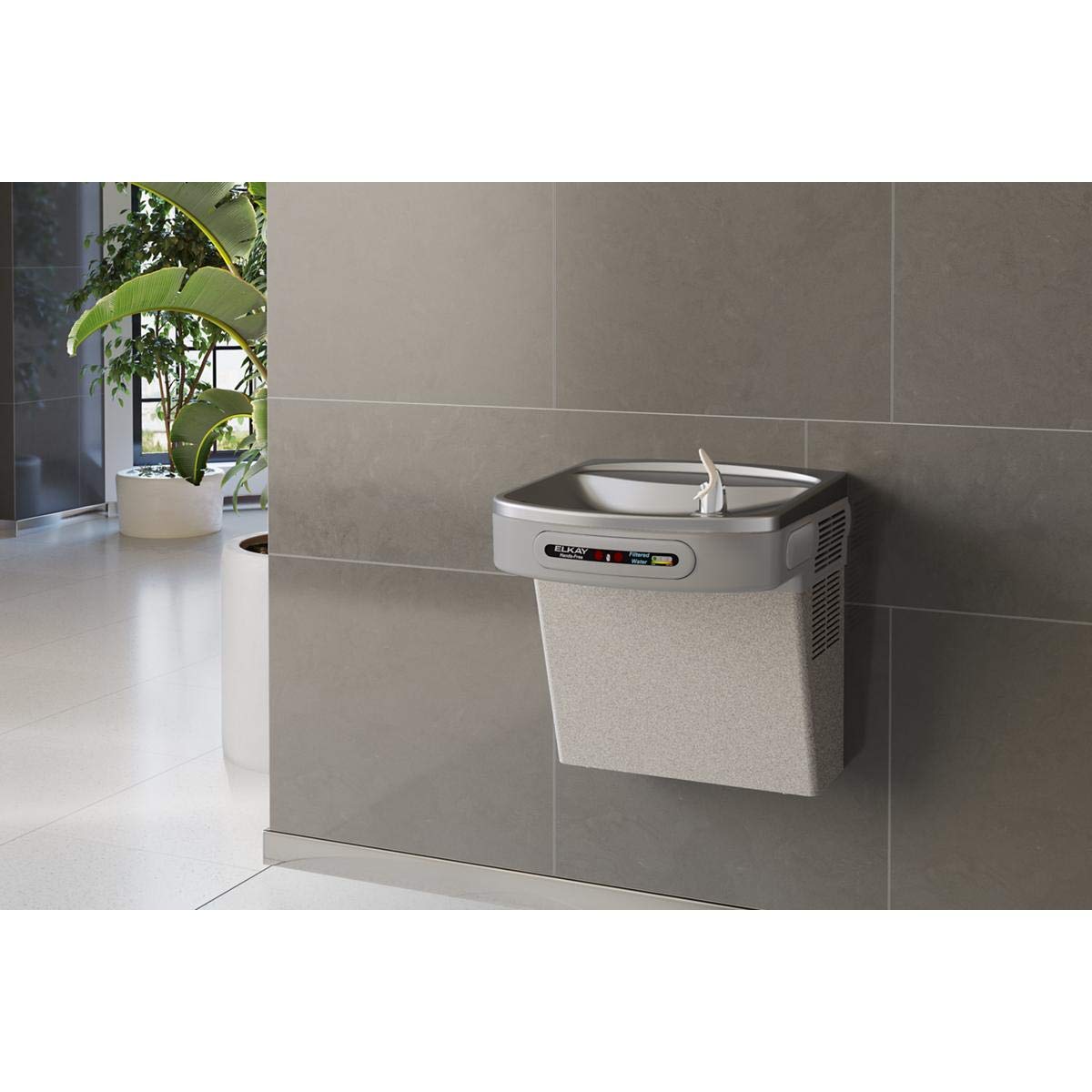 Elkay ADA Compliant Hands-Free Wall Mount Water Cooler with 8 GPH Filter - Light Gray Granite Finish | Perfect for Offices, Schools & Healthcare Facilities