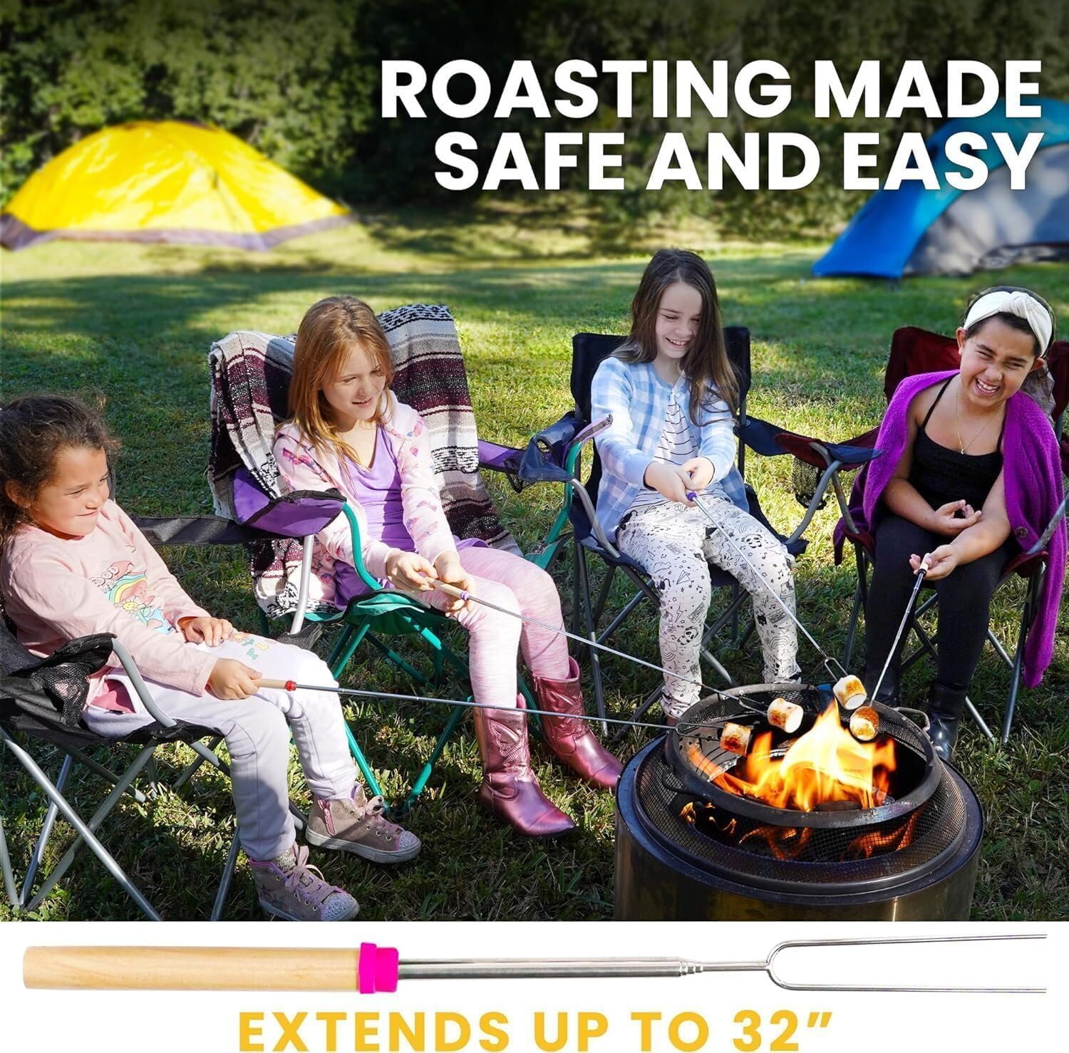 Zulay Kitchen 6-Pack Extendable Smores Sticks for Fire Pit - 32