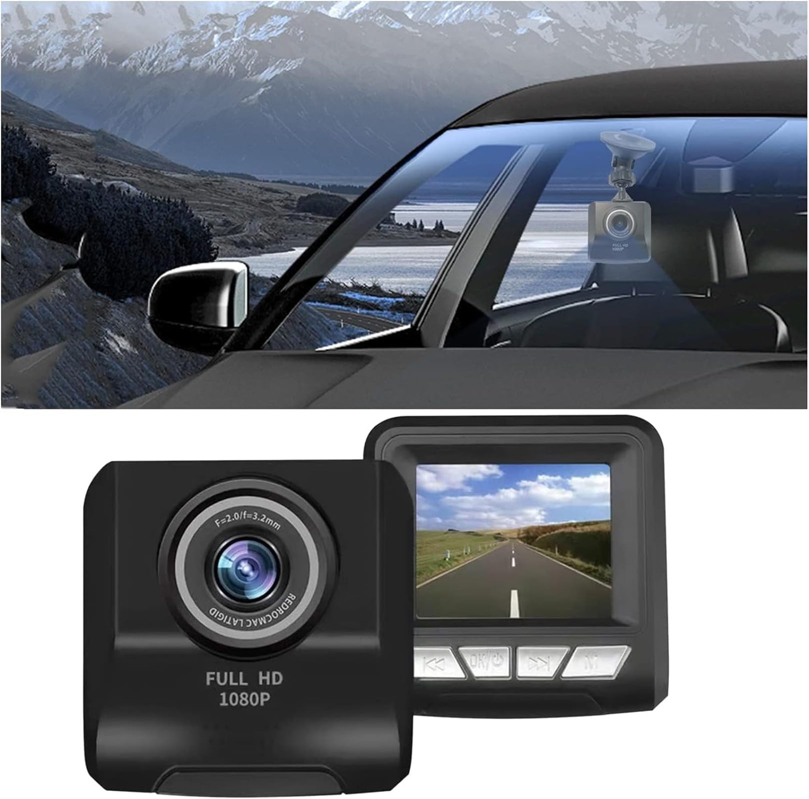 1080P FHD Dash Cam with 3 Inch Display - Night Vision, Loop Recording Car Dashboard Camera for Safe Driving | Perfect for Uber, Lyft, Taxi & Fleet Vehicles