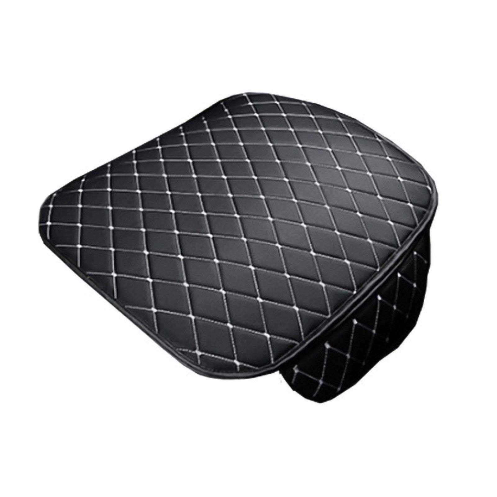Shineweb 1/3-Piece Car Seat Cushion Set - Breathable Faux Leather Seat Cover with Storage Pocket for Front & Rear Seats (Black + White) - Comfortable Car & Office Chair Accessory for Long Drives & Work Comfort