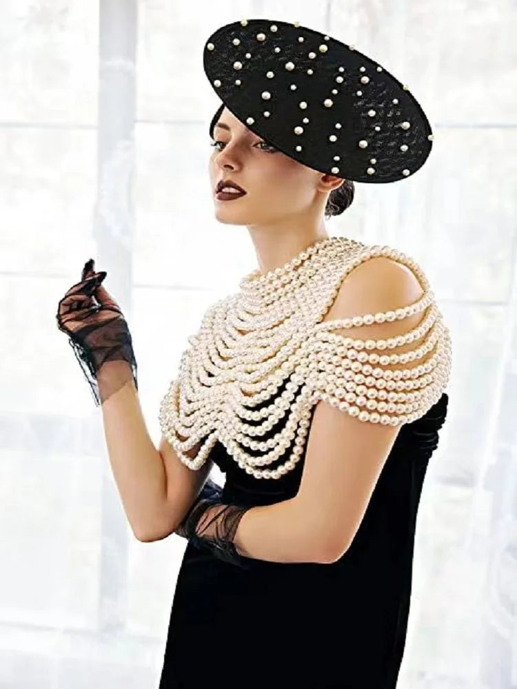 Elegant Handmade Pearl Shawl for Women - European & American High Street Holiday Fashion Cape Smock Outerwear - Perfect for Celebrity Parties, Weddings & Evening Events
