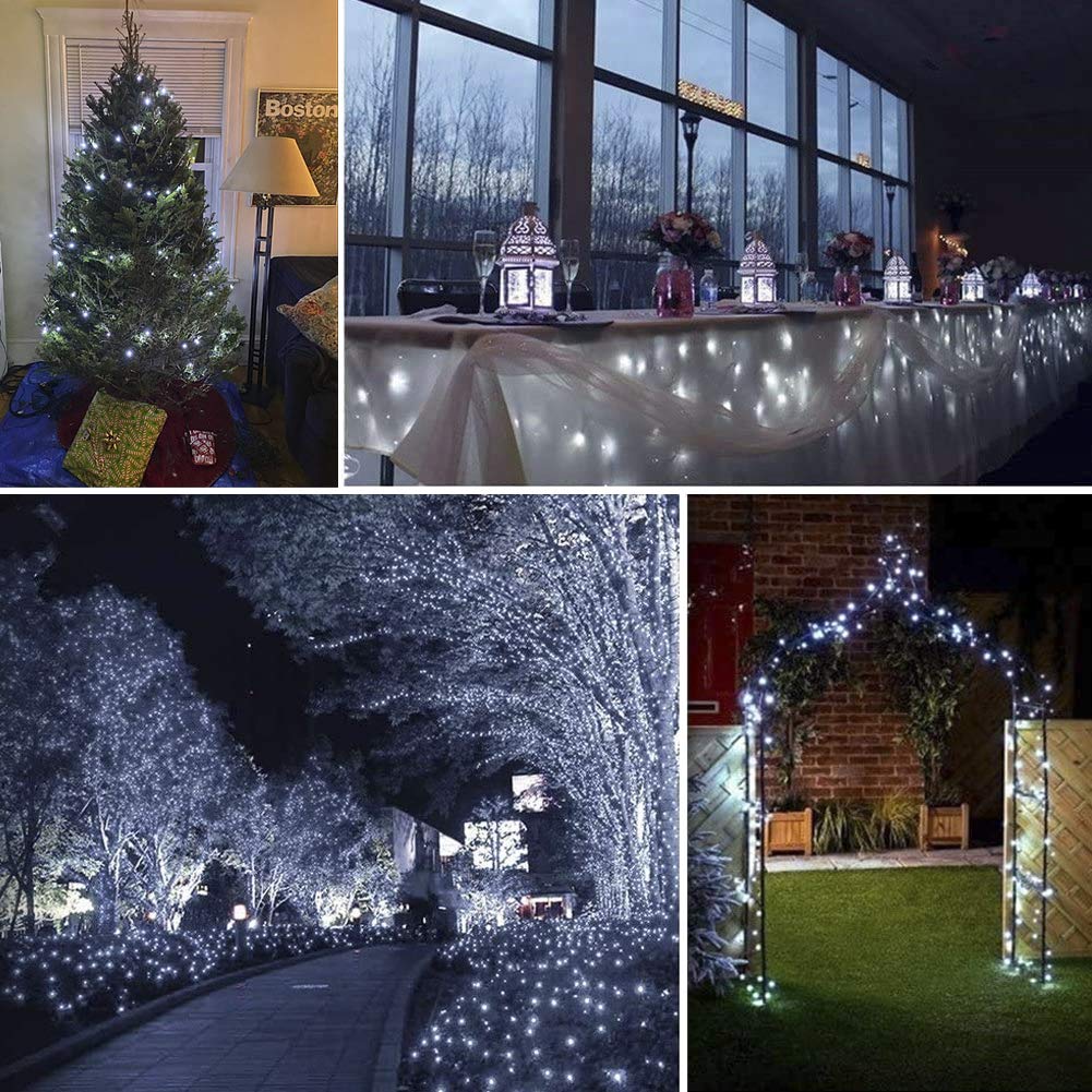 2 Pack Solar String Lights Outdoor - 39ft 100 LED Waterproof Fairy Lights with 8 Modes for Garden, Tree, Patio, Yard, Wedding & Party Decorations (Cool White) - Perfect for Backyard Ambiance, Evening Gatherings and Holiday Lighting