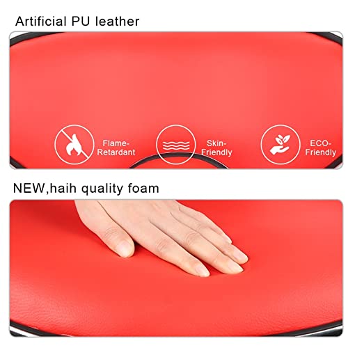 2-Pack Adjustable Height Swivel Bar Stools - PU Leather Lounge Chairs for Home, Office & Kitchen Counter - Modern Red Bar Height Stools for Dining, Entertaining & Workspaces