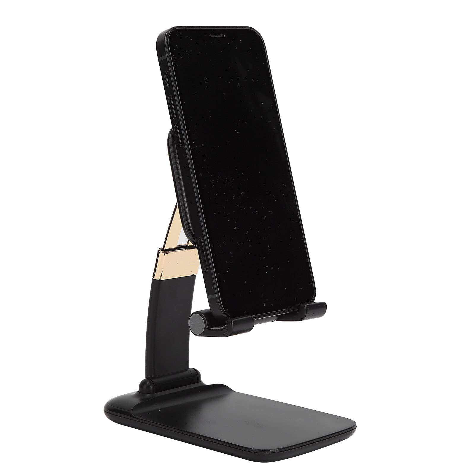 Premium Zinc Alloy Desktop Phone & Tablet Stand - Universal Adjustable Holder for iPhone, iPad, Samsung - Space-Saving Design for Office, Home, Kitchen & Car Use (Black)