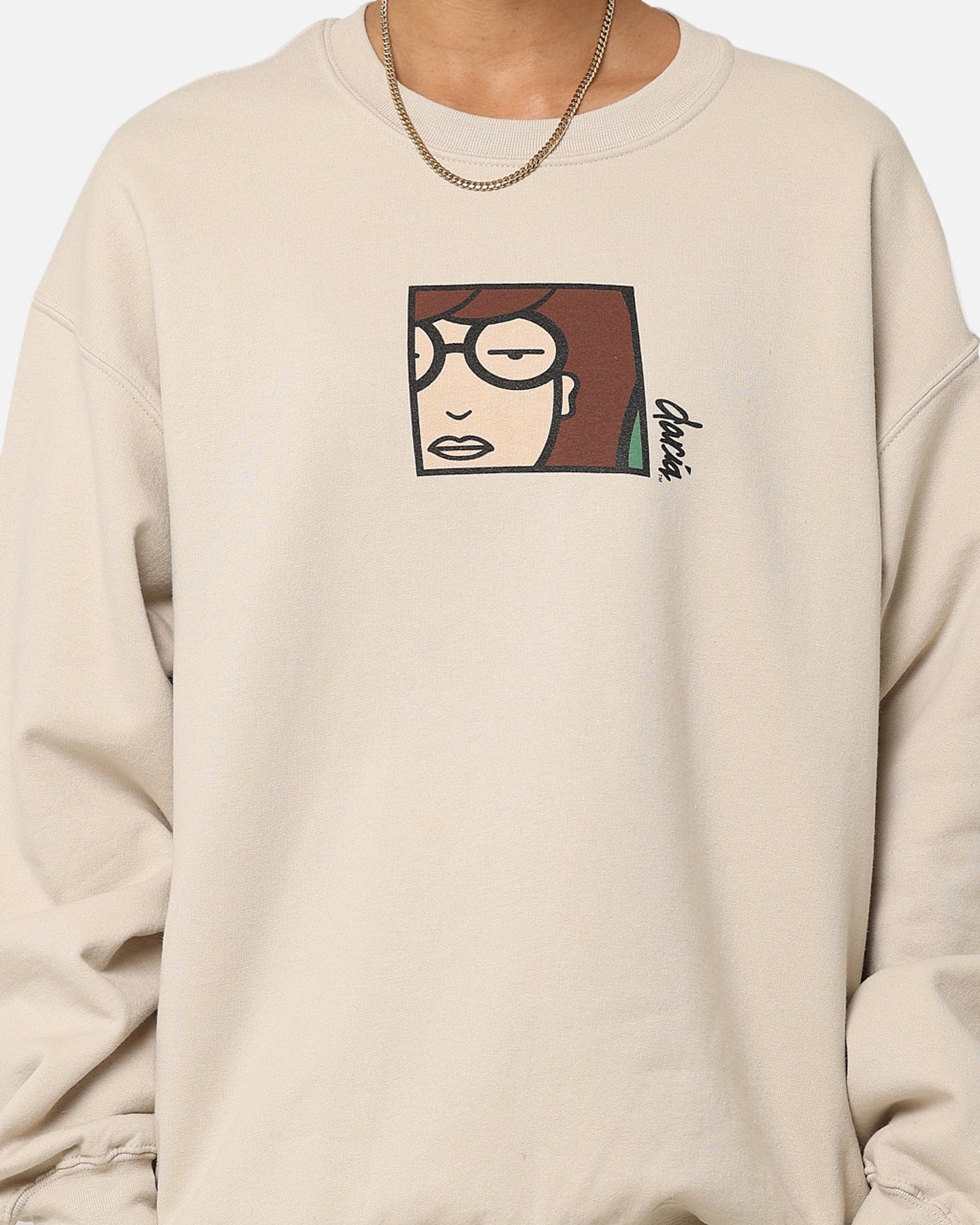 American Thrift X Daria Daria Vintage Poster Crewneck Sweatshirt - Stone Wash Cotton Unisex Pullover for Casual Wear & Street Style Fashion