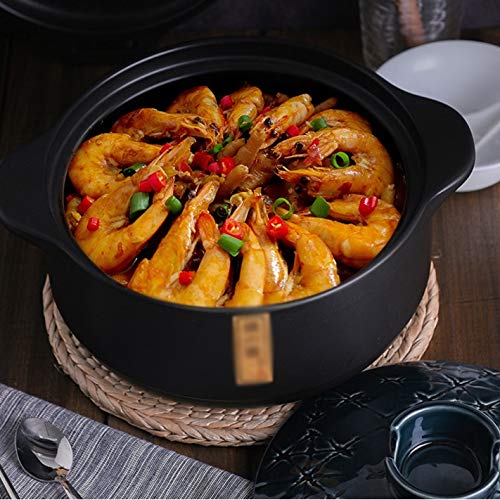Ceramic Clay Pot for Gas Stove - 4QT Casserole Soup Stew Pot, Rice Cooking Pot with Lid, Durable Household Kitchenware (Dark Brown) - Perfect for Slow Cooking, Soups, Stews & Rice Dishes