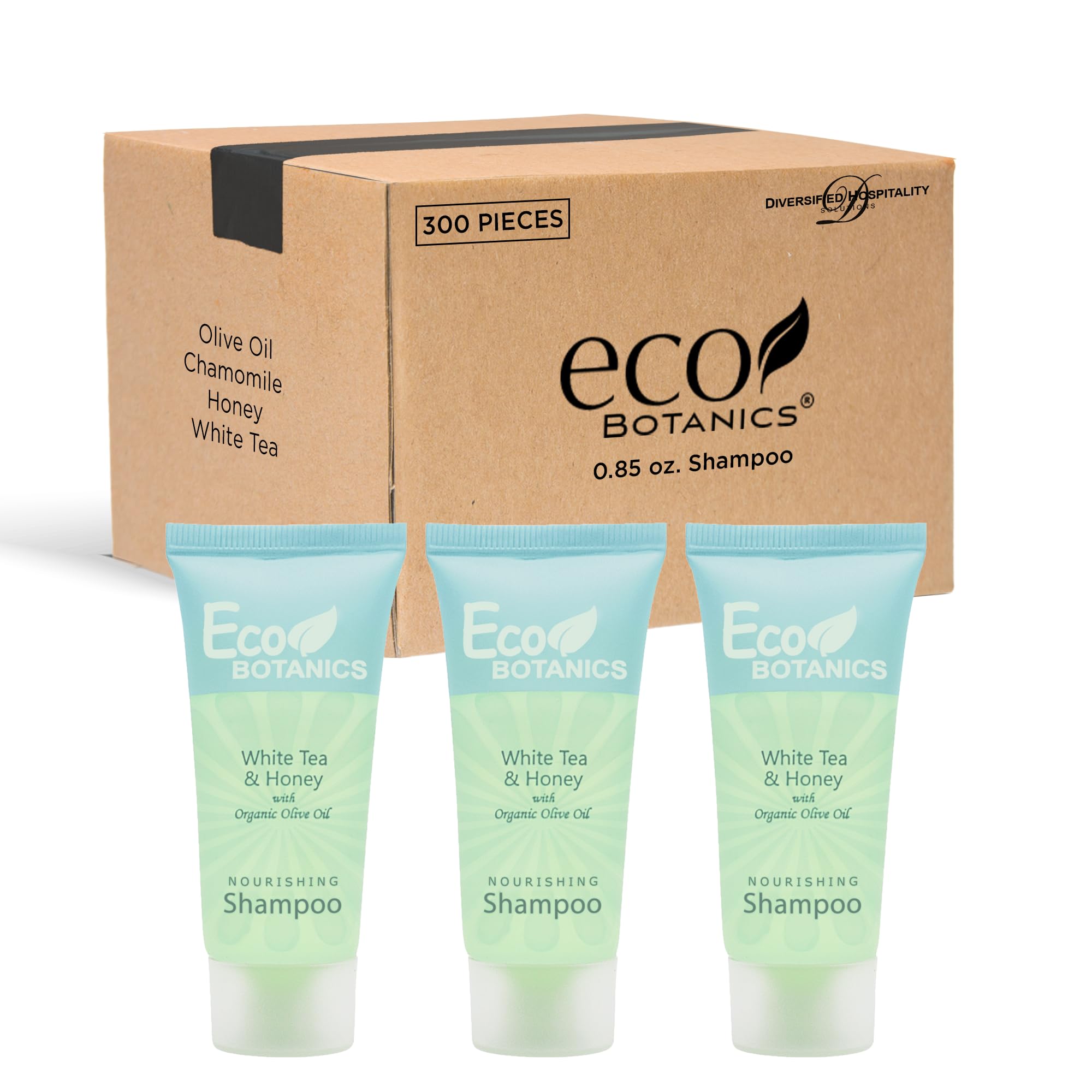 Eco Botanics Travel-Size Hotel Shampoo, Conditioner & Body Wash Set - .85 oz (Pack of 300) | Bulk Toiletries for Hotels, Gyms, Spas & Travel Essentials
