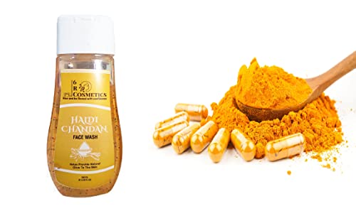 6R Cosmetics Turmeric & Sandalwood Face Wash for Glowing Skin - Brightening Haldi & Chandan Cleanser for Acne & Dark Spots - Daily Use for Oily & Combination Skin