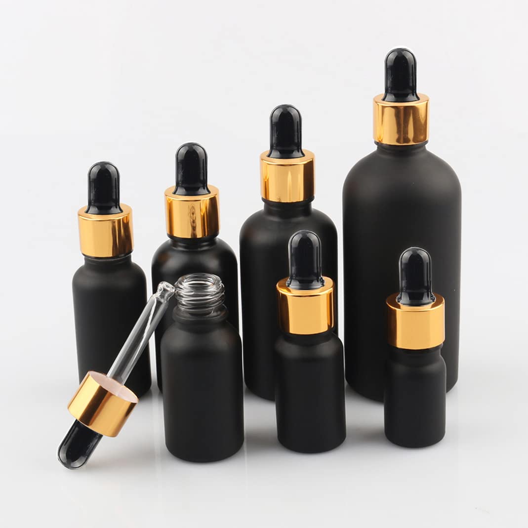 6 Pack 30ml Frosted Glass Dropper Bottles - Essential Oil & Travel Cosmetics Storage for DIY & Skincare