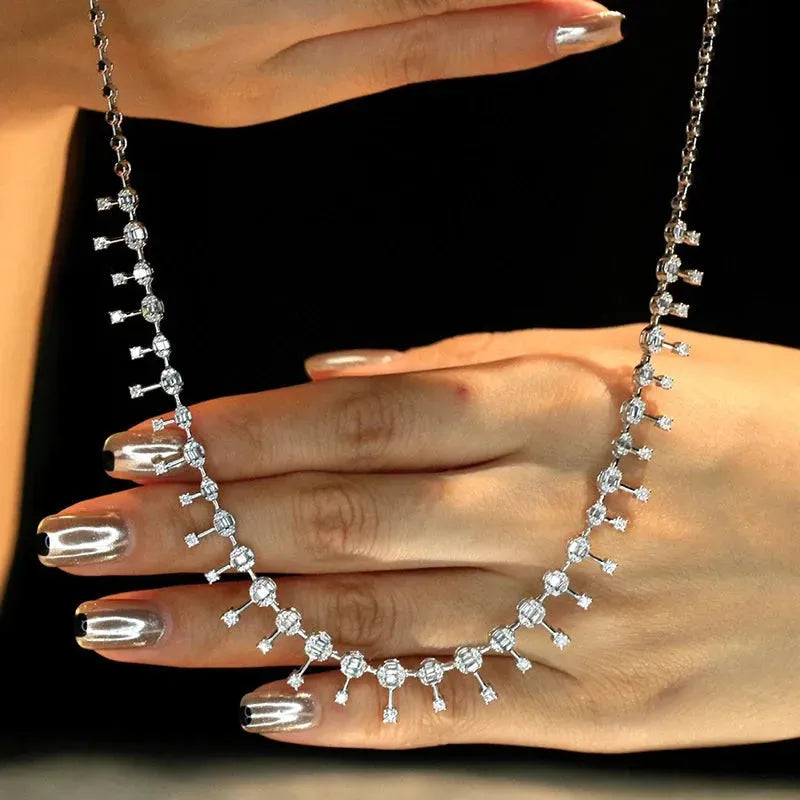 18K White Gold Diamond Necklace for Women - 2.6 Carat Real Natural Diamond Luxury Pendant with Sky Star Design - Perfect for Engagement, Wedding, Anniversary & Special Occasions