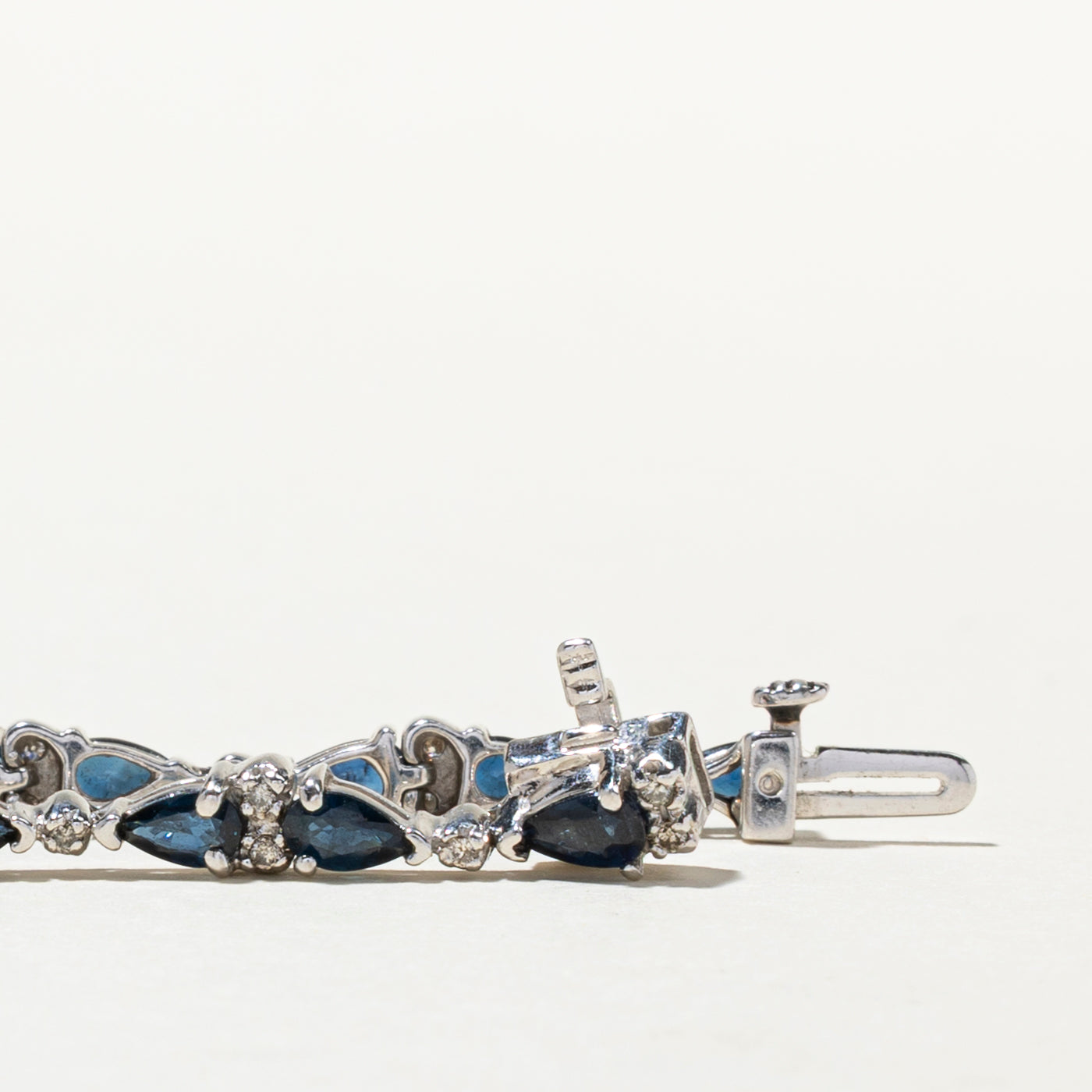 14K Gold Sapphire and Diamond Tennis Bracelet | 4.57ctw Gemstones with 0.36ctw Diamonds | 7.25 Inch Adjustable Length | Elegant Jewelry for Women's Wedding, Anniversary & Special Occasions
