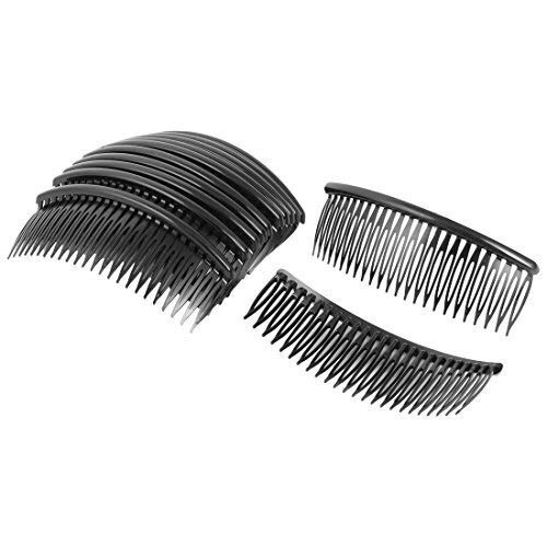 24 Teeth Plastic Hair Clip Clamp for Women - DIY Hairstyling Accessories (12 Pack, Black) - Perfect for Braiding, Styling & Hair Extensions
