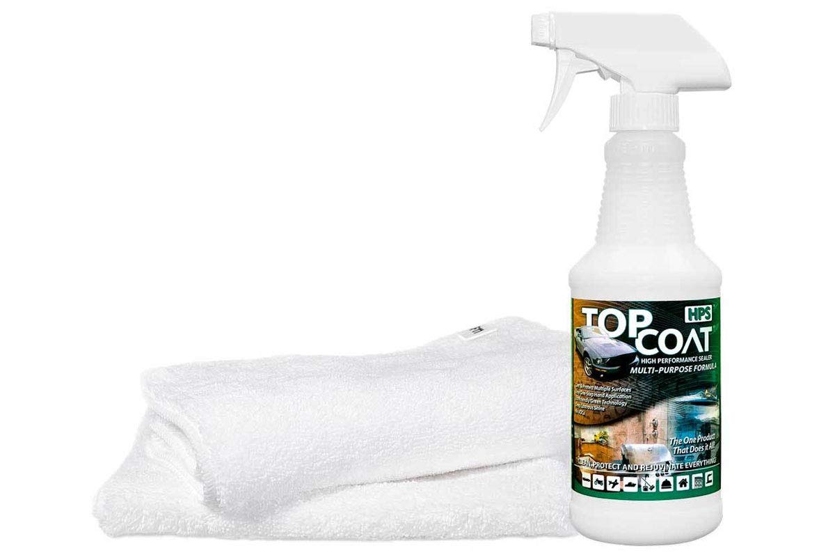 TopCoat HPS Kit with 2 Premium Microfiber Towels - 16oz All-Purpose Cleaner, Polisher & Sealer for Kitchen, Stainless Steel, Bathroom, Wood Floors & More | Perfect for Home Cleaning & Surface Protection