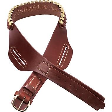 Triple K 111 Conquistador Western Double Holster Drop-Loop Cartridge Belt - 45 Caliber Leather Gun Belt in Brown (Size Large 38-43) for Cowboy Action Shooting & Western Reenactments