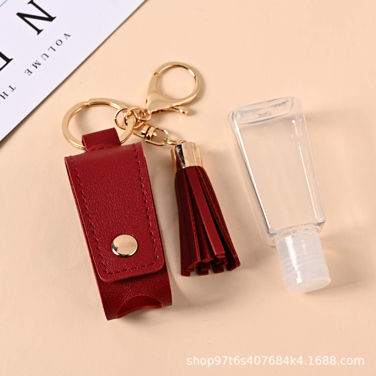 HSYHERE Portable Hand Sanitizer Keychain - 2oz Travel Size Refillable Bottle with PU Leather Tassel - Multi-Purpose Key Ring for Car Keys, Purse, Backpack - Perfect for Travel, Office, Gym & Daily Hygiene