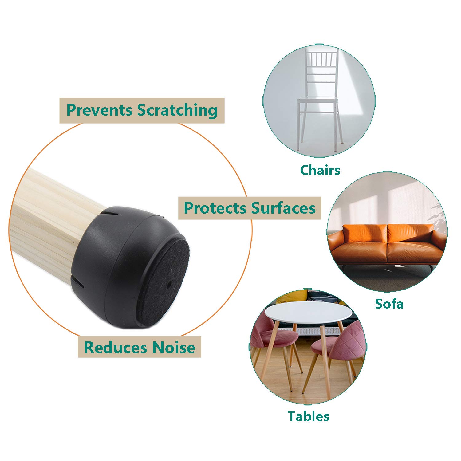 16 Pack Chair Leg Protectors for Hardwood Floors - ULIFESTAR Felt Pads Furniture Protectors for Carpet, Tile & Wood Floors - Non-Slip Felt Bottom Chair Leg Caps - Perfect for Dining Chairs, Office Chairs & Home Furniture Protection