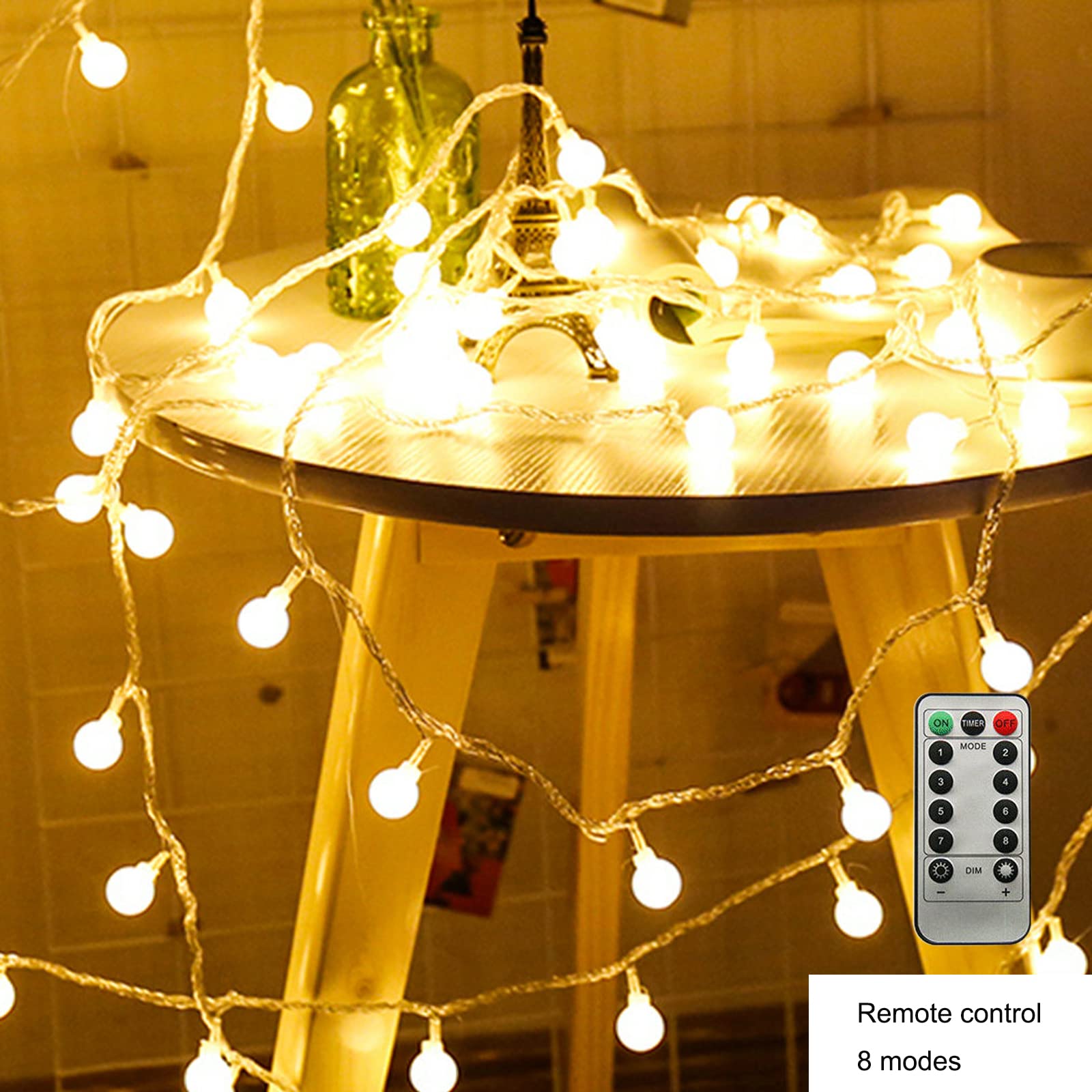 ZIMINGU 19.6FT 40LED Waterproof USB Fairy String Lights with Remote - Warm White LED Globe Lights for Indoor/Outdoor Decor, Wedding, Christmas Tree, Party, Patio & Balcony Lighting | Perfect for Bedroom, Garden, Backyard and Holiday Decorations