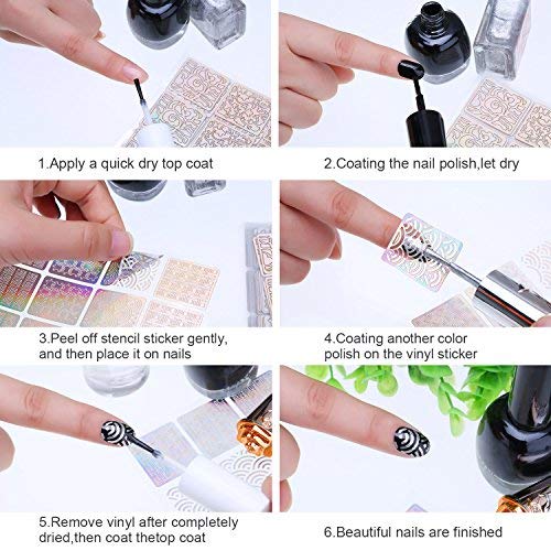 24 Sheets D.B.Z. Nail Vinyl Decals Stickers with 15 Nail Art Brushes & 100 Nail Tips + 2 Nail Glues - Complete Nail Art Kit for DIY Manicure, Salon & Home Use