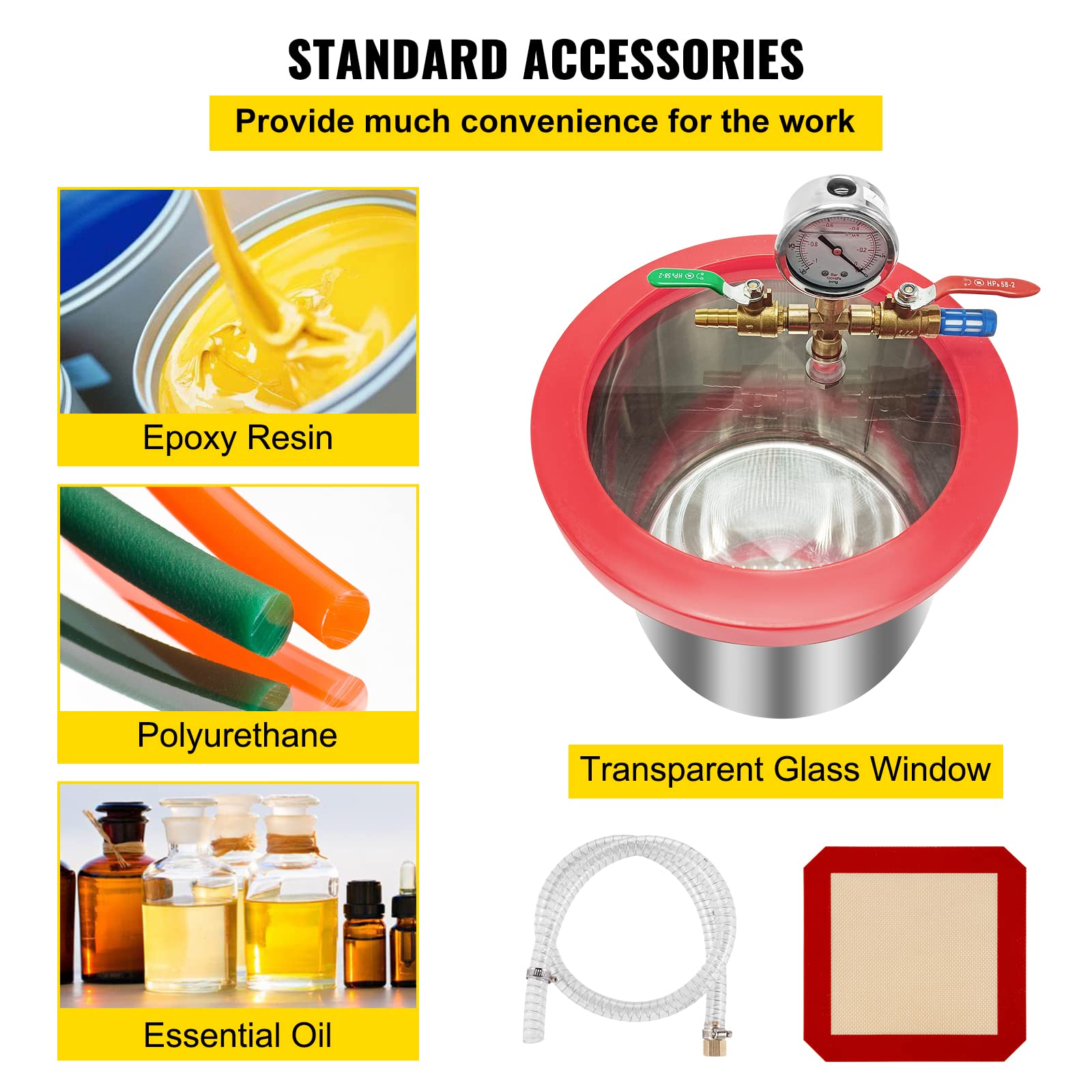 Bestauto 2 Gallon Vacuum Chamber Kit with 4CFM 1/3HP Single Stage Vacuum Pump for Silicone & Epoxy Degassing - Perfect for Resin Casting, Mold Making, and DIY Projects