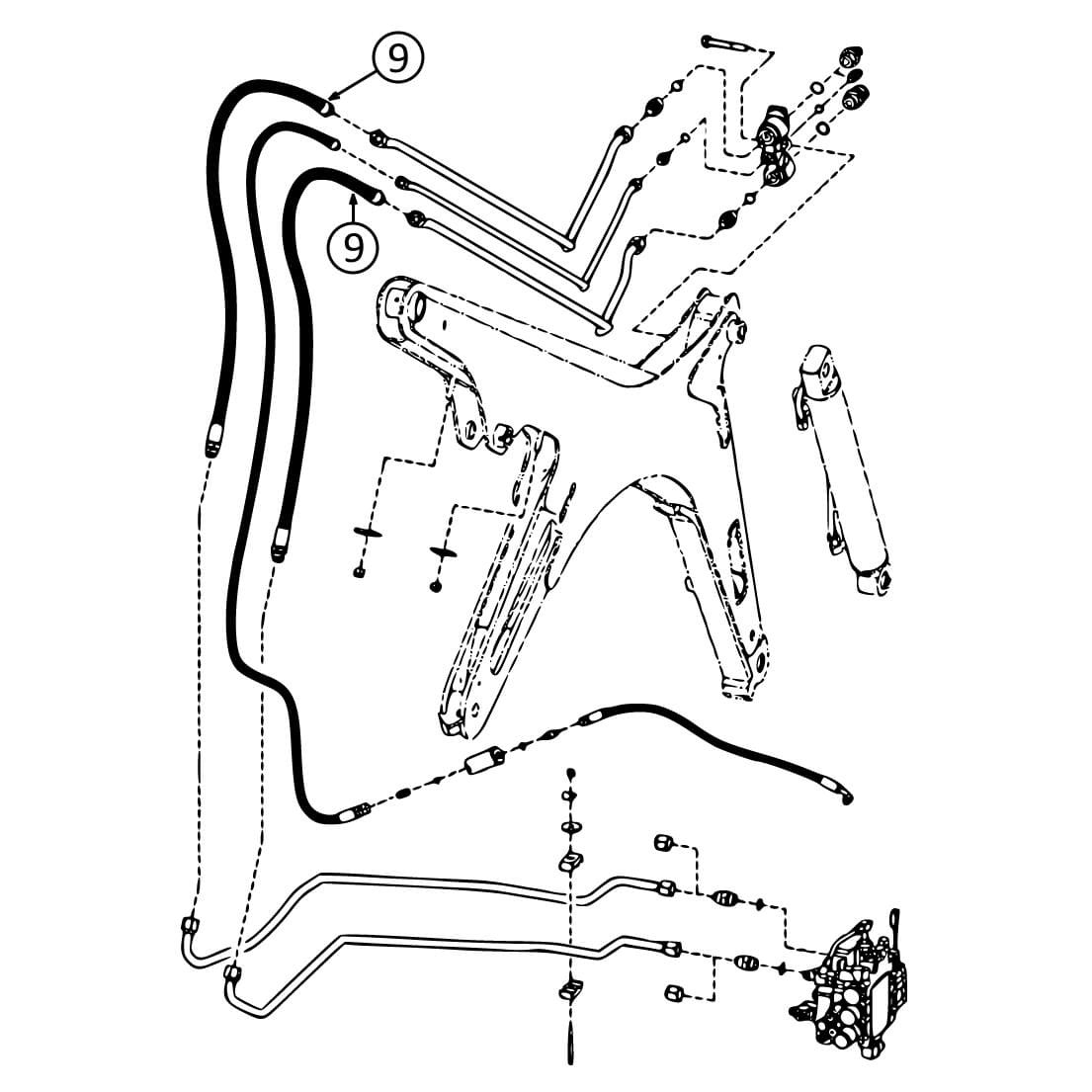 Bobcat 883 Hydraulic Hose - Pivot Auxiliary Circuit Replacement Part #9 - Compatible with Skid Steer Loaders for Construction & Farm Equipment Maintenance