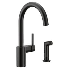 Moen 7165BL Matte Black Pull-Down Kitchen Faucet with Sprayer - Modern Single Handle Design for Sink, Dishwashing & Food Prep